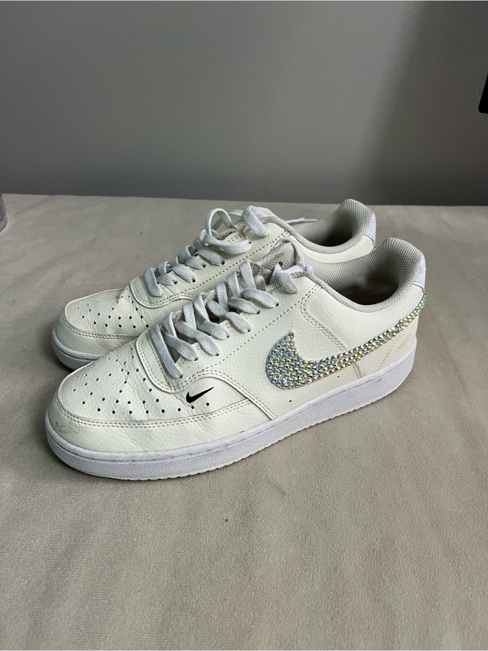 ✨💎 Nike Court Vision Low Next Nature Custom Rhinestone Bling Sneakers Women’s 9